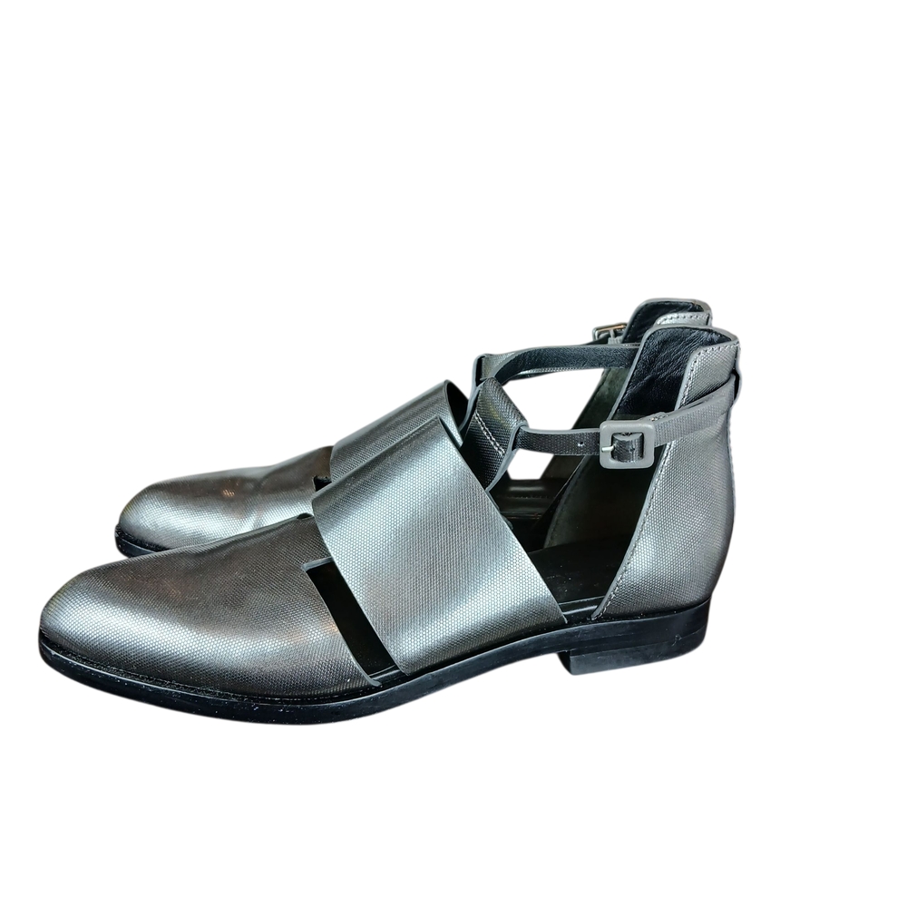 Alexander Wang Metallic Silver Cut Out Booties Sandal Gray Leather Size 6.5/37 - Picture 5 of 13